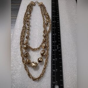 Vintage chunky gold tone layered necklace
